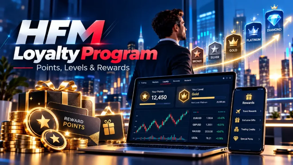 Concept illustration of HFM loyalty trading points and member rewards